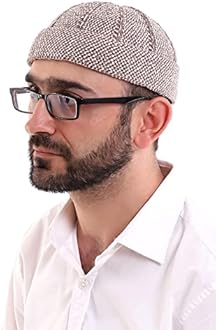 ihvan online Turkish Muslim Winter Velvet Roll Up Kufi Hats for Men Taqiya Takke Peci Islamic Hats Islamic Gifts