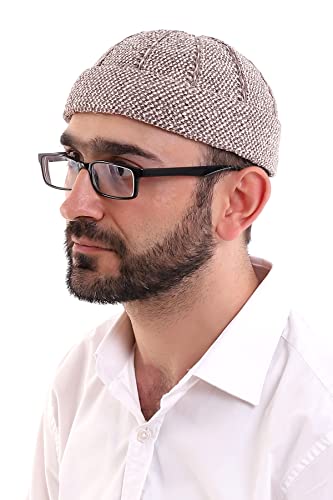 ihvan online Turkish Muslim Winter Velvet Roll Up Kufi Hats for Men Taqiya Takke Peci Islamic Hats Islamic Gifts