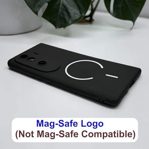 Image of SBMS Silicone Back Cover Case for iQOO Z9s 5G / Vivo V40e 5G | Soft Micro-Fibre Lining Inside | Magsafe Print On Back Side Camera Protection Bump | Shockproof Case Vivo V40e (Black)