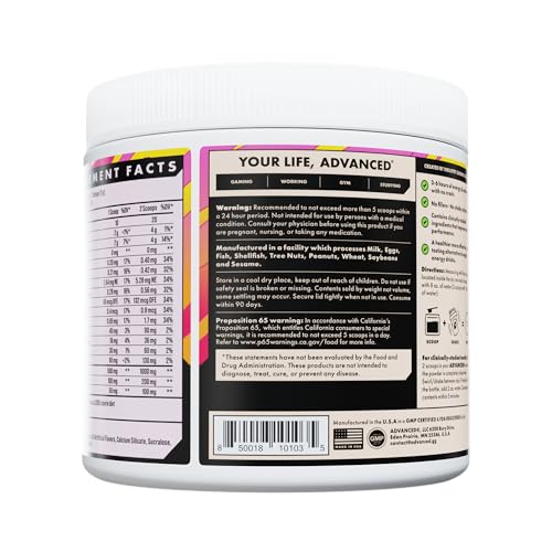 Image of Advanced Energy - Energy Boosting Formula with Electrolytes for Hydration - L-Theanine to Combat Jitters - Sugar Free & Keto Friendly with No Artificial Colors - (40 Servings) (Dream Team Punch)