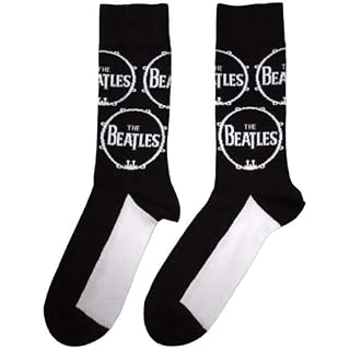 Beatles Drum Logo Repeat (US Men’s Shoe Size 8-12) Socks Black - Les Beatles, Paul McCartney, John Lennon, RIngo Starr, George Harrison