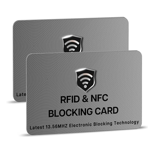 Image of SaiTech IT 2 Pack RFID Blocking Cards, One Card Protects Entire Wallet Purse for Men & Women, NFC Contactless Bank Debit Credit Card Protector ID ATM Guard Card - Grey