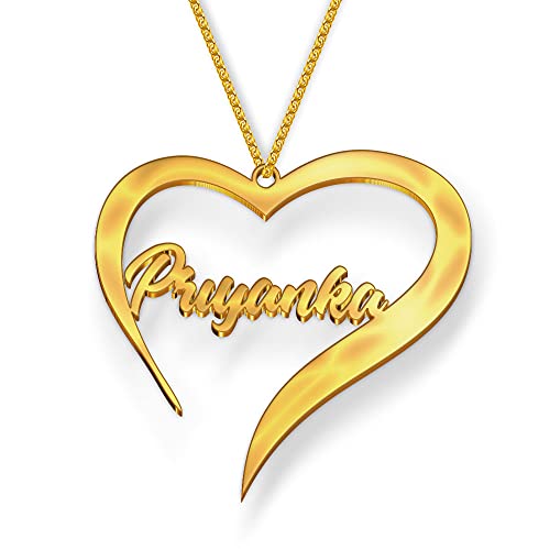 Image of Priyanka Cursive Gold & Silver Name Pendant Necklace, Best Jewelry Gift for Girls.