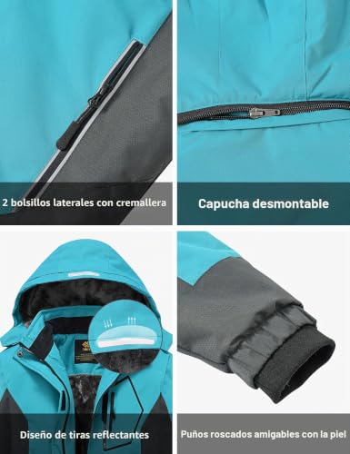 Miniatura 5 de Mofiz Chaquetas Niña Invierno Chaqueta De Esquí Nina Chaqueta Ski Junior Abrigos Invierno Ski Jacket Con Capucha Azul M