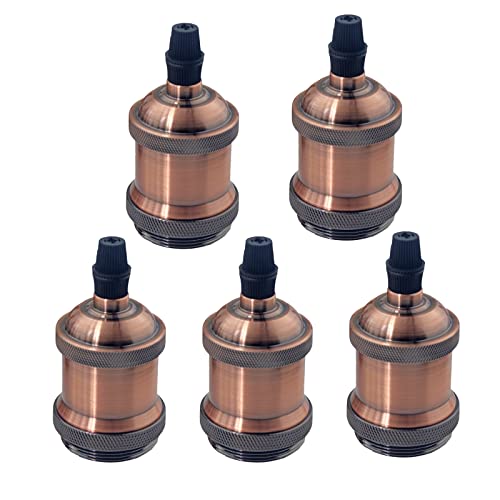 Rextin 5Pcs E26 Vintage Lamp Socket Pendant Bulb Socket E26 E27 Vintage Bulb Holders Ceramic For Diy Lighting Bulbs  Industrial Decorative (Red Bronze 5Pcs) #TOP10