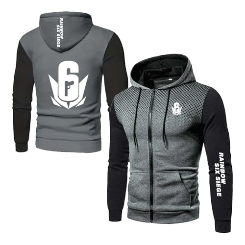 NXTBHDCW Sudadera con Capucha Gráfica para Hombre para R.a.in.bo.w S.IX S.ie.g.e Chándal De Manga Larga con Capucha Cremallera Abrigos con Bolsillos Sudaderas-SHS||M