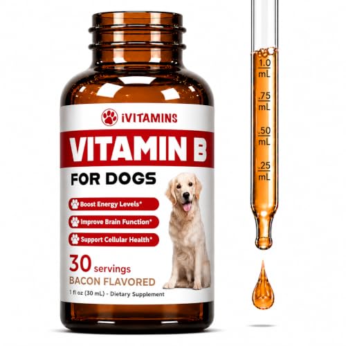 Vitamin B for Dogs - Vitamin B Complex for Dogs - Supports Healthy Energy Appetite Eyesight & Much More - Dog Vitamins - B Complex for Dogs - 1 fl oz - Bacon Flavor