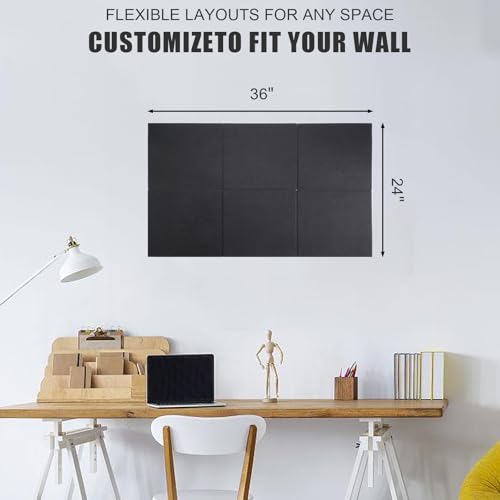 Large Cork Board Alternative 36" X 24" Bulletin Board - 6 Pack Removable Felt Wall Tiles with 15 pushpins, Large Cork Boards for Walls Cork Board for Office Pin Board Tack Board -  image 8