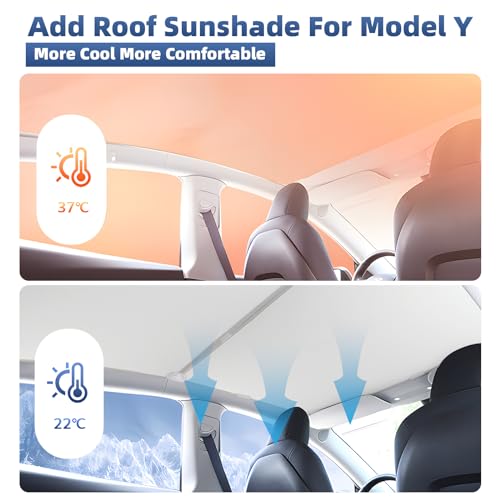 2024 Newest Sunshade Roof for Tesla Model Y 2024-2020 No-Sag Design Roof Sun Shade for Tesla Model Y Accessories 2024-2020 White - Image 3