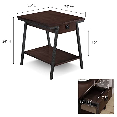 Image of Leick Home 11407 Empiria One Drawer Side Table, Walnut and Foundry Bronze