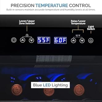 NewAir 19" Dual Zone Wine Fridge for 28 Bottles | Built-In or Freestanding Wine Cooler Refrigerator with Glass Door | Quiet Compressor Cooling & Exterior Digital Thermostat | Stainless Steel