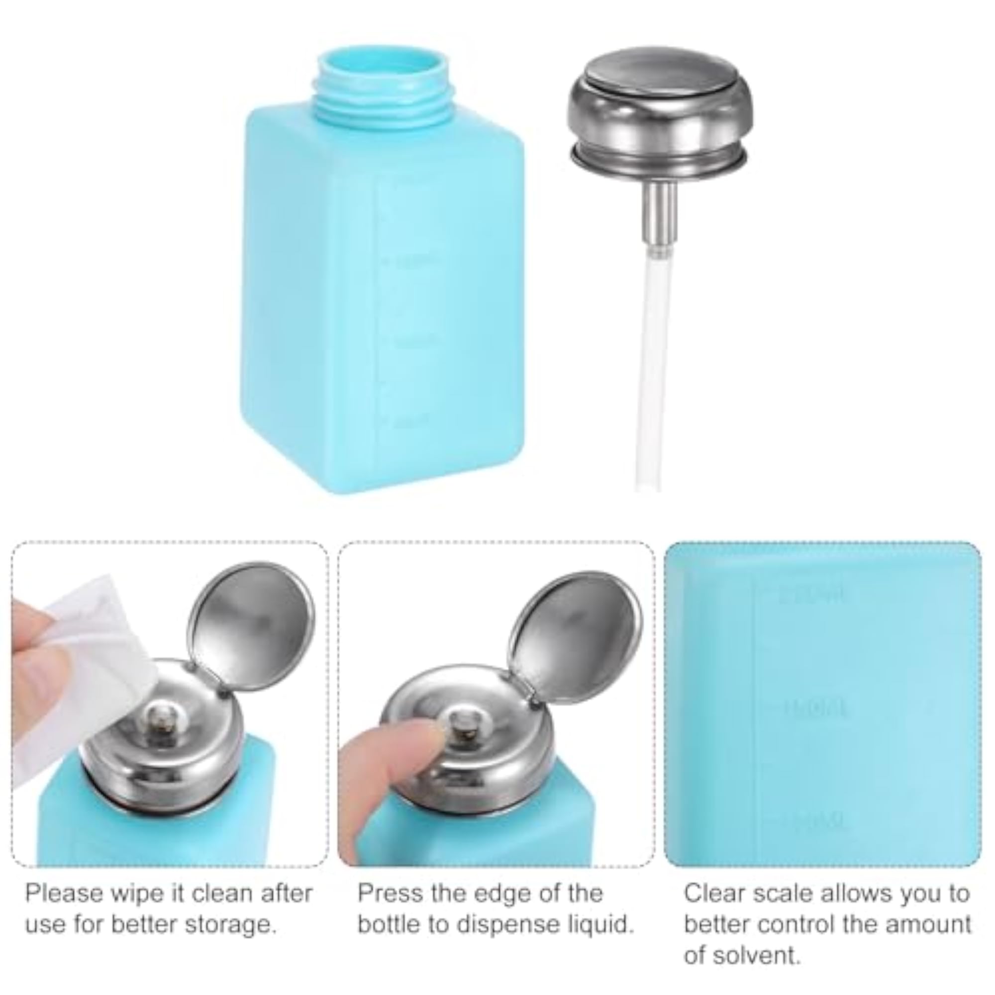 3pcs Solvent Alcohol Dispenser 200ml with Stainless Steel Lid