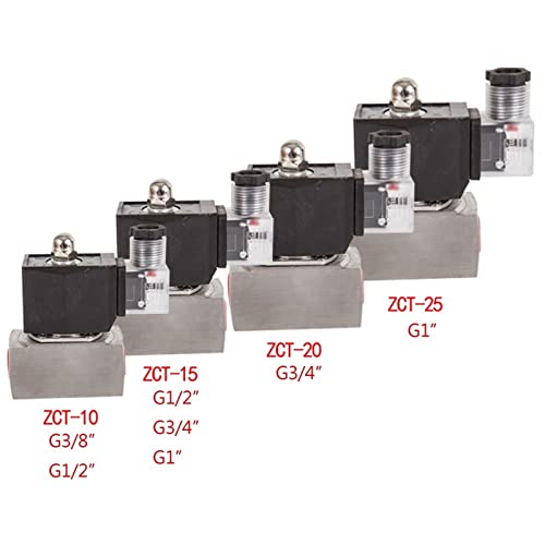 Électrovanne à acide en acier inoxydable 3/8" étanche jusqu'à 150°C AC 24V - 6