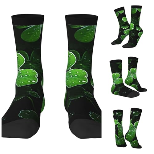 LZQPOEAS St Patricks Day Leaves Athletic Socks Unisex Cushioned Crew Socks Hiking Running Calf Sock Soft Above Ankle Sock