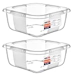 Best House | Plastic Washing up Bowl Basin | Small Square Kitchen Basin Wash Bowl | 6 Litres | Clear | 2 pcs | Multipurpose Bath Tub/Washing Tub for Kitchen, Bathroom, and Household Use (Pack of 2)