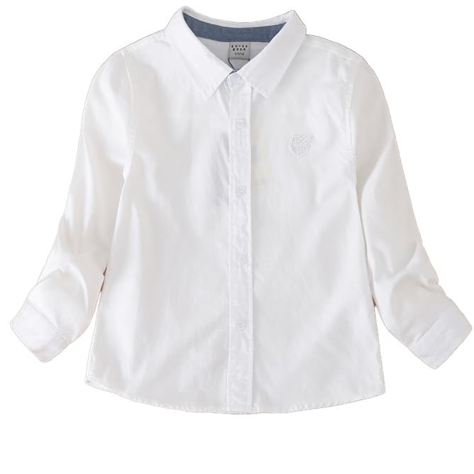 Classic White Button-Down Shirt, Long Sleeve, Cotton Blend, Collared