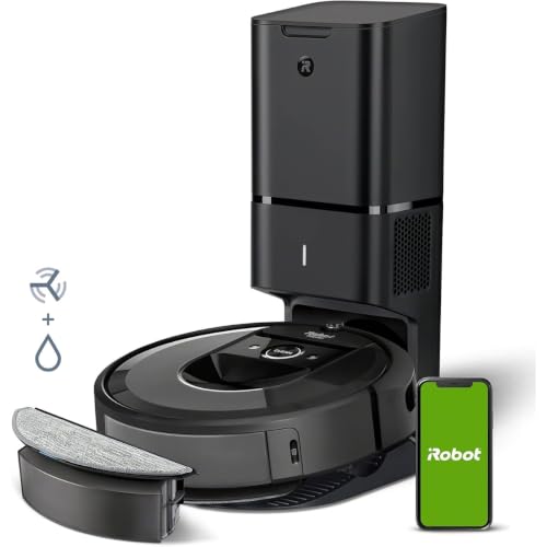 iRobot Roomba Combo i8+ (i8576) Saug-/ Wischroboter mit 2. Auffangbehälter mit Wischpad, Autom. Absaugstation, Smarte Kartierung, Sprachassistenten kompatibel, WLAN, Einstellung per App, Light Silver