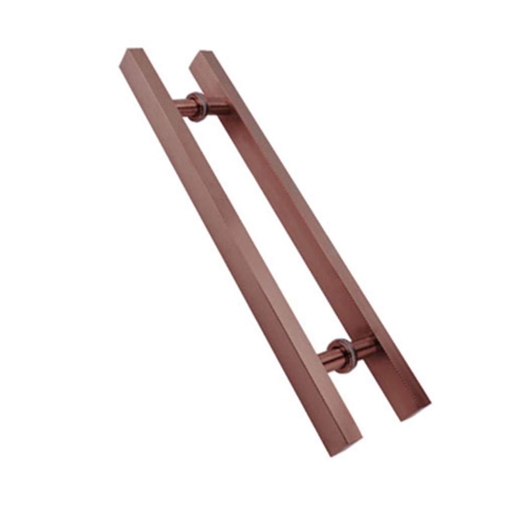 GYRAZXS Stainless Steel Double Side Bar Handle Square Glass Door Handle Set for Hotel Home Club Office Store/Rose/Hole Center 1100Mm