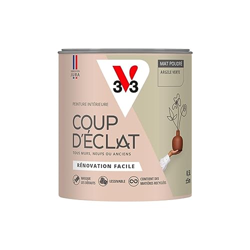 V33 Peinture murale intérieure Coup d'Éclat® Argile verte Mat Poudré 0,5L