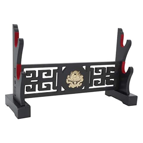 Eforlife Padded Sword Stand Display Velvet Protect Sword Rack Katana Genji Japanese Samurai Blade Gladius Templar Medieval Sword Stand Holder - Dragon (2-Tier) Cover