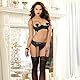 HOTSO Brustfrei Dessous, Elegantes Reizwäsche Unterwäsche Set Lingerie Spitzen Unterwäsche Offen Brust Ouvert Push Up Spitze Damen Transparente Strapsen Lingerie 3 Stück Sexy Dessous Set