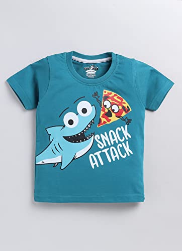Image of CUTOPIES Boys Powder Blue Cotton Printed Half Sleeves T-shirt and Shorts Set (Pack Of 1) Baby Boys' Clothing Sets