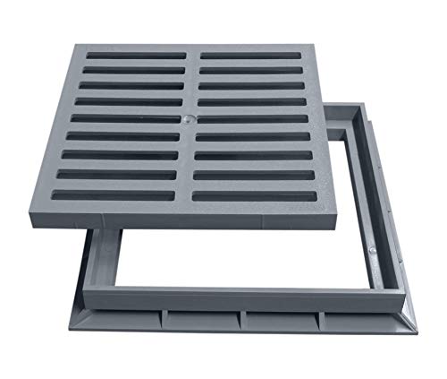 Preisvergleich Produktbild Marley Einlaufrost Rost mit Rahmen 30x30cm begehbar für Einlaufschacht Hofablauf Gully PVC