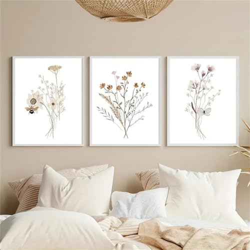 Carteles botánicos de planta abstracta en lienzo de 60x70cm para decoración de salón sin marco