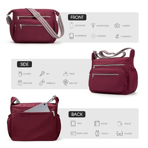 Image of Crossbody Bag for Women, Large Lightweight Nylon Shoulder Purse for Travel | Trendy Crossbody Purse with Roomy Multi-Pocket Design, Large Capacity, Waterproof for Everyday Use, Shopping, Work & Weekend