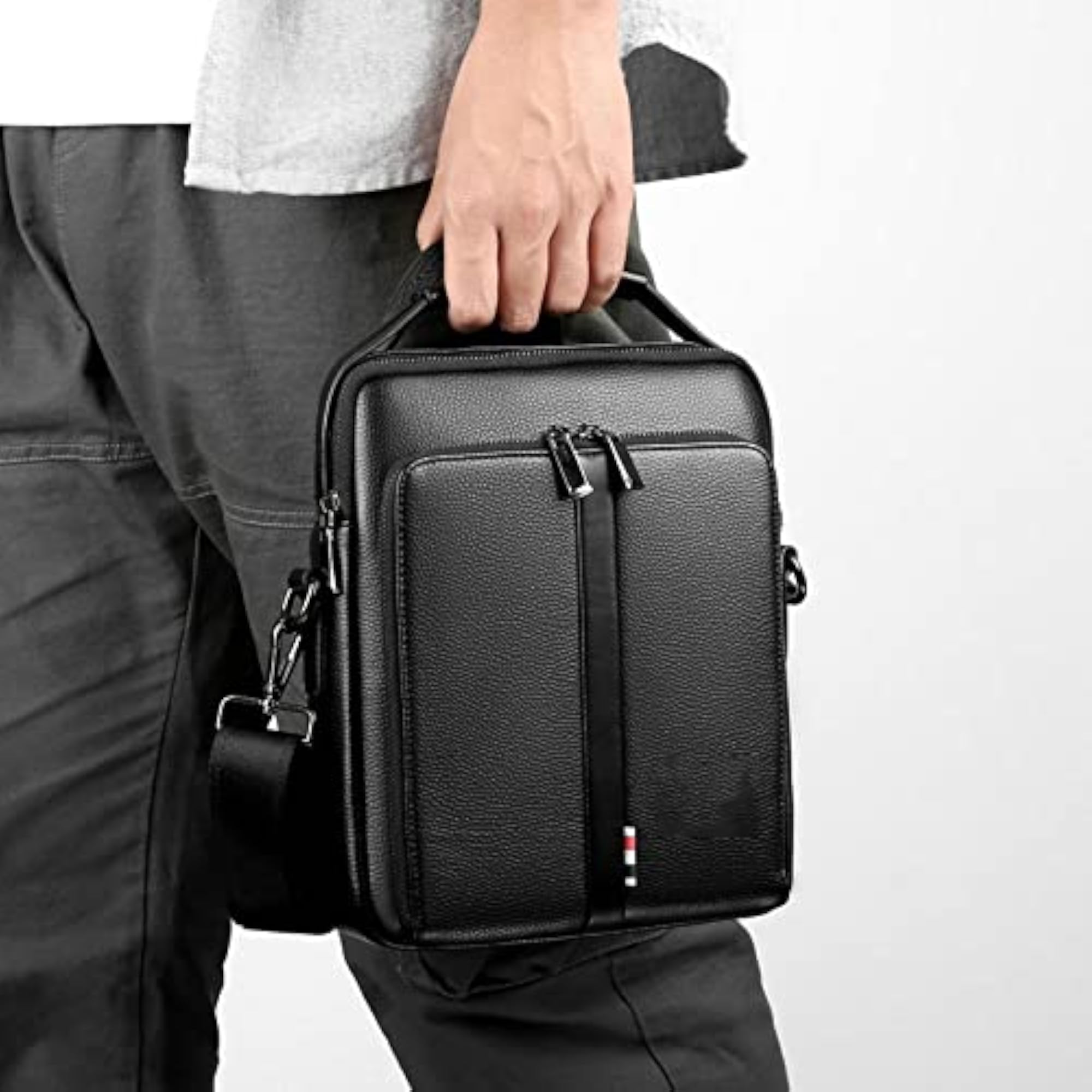 Leather Office Work Business Crossbody Bag for Men