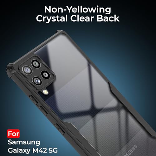 Image of A rtistque Clear Hard Transparent Acrylic Armor Back Cover Case for Samsung Galaxy M42 5G | Shockproof TPU Edge Protection | Slim Protective Design | Samsung Galaxy M42 Back Cover - Black
