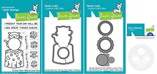 Matrices de découpe Lawn Fawn Fortune Teller Tabby en acier résistant motif chat mystique