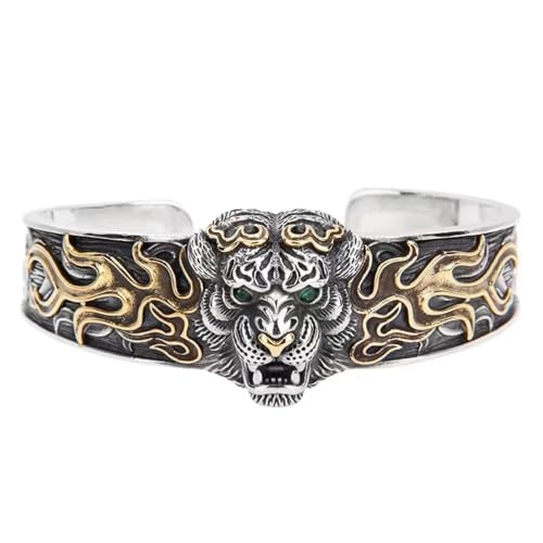 Bracelet tigre vintage en étain pour homme style rock biker