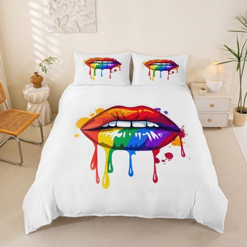 Rainbow Lips Pride Duvet Cover