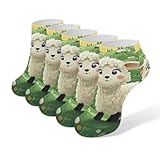 qsmghkd calzini alla caviglia per uomo e donna, 5 paia, con stampa di cani, traspiranti, a taglio basso, per passeggiate casual, escursionismo, taglia 6-8, carino cartoon pecora, 6-8