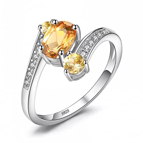 Gift de Fiançailes de Mariage Citrine Anneau 925 Romantique