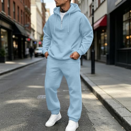 Mens Sweatsuits Two Piece Set Oversized Lighweight Workout Jogging Suits - image 4