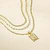 KissYan Gold Layered Necklace Set for Womens Girls, 14K Gold Plated Initial Letter Pendant Necklace Paperclip Snake Choker Alphabets from A-Z Figaro Chain Necklace Jewelry Gift, Brass, Cubic Zirconia #4