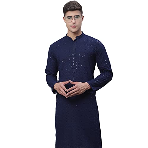 Image of SOJANYA (Since 1958 Men's Pure Cotton Sequined Embroidred Kurta - Perfect for Festivals & Functions
