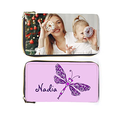 Glooraca Monedero de Fotos Personalizado para Mujer con múltiples Ranuras para Tarjetas, Cartera de Cuero de Gran Capacidad, Cartera de Fotos Personalizada para Regalos Personalizados (D) Cover