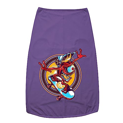 Image of Dog T-Shirt Cali Skater Printed Round Neck Sleeveless Tank /Tee Comfort, Breathable, Lightweight Dog Clothes /Apparel for Small /Medium and Big Dogs Breeds.(Purple /XXS)