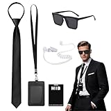 6 Pcs MIB Agent Costume Accessoires, Men in Black Deguisement, Ensemble de services secrets Accessoires de costumes d'espions, jeu de rôle pour fête, Hommes Femme Enfants,Carnaval, Halloween Cosplay