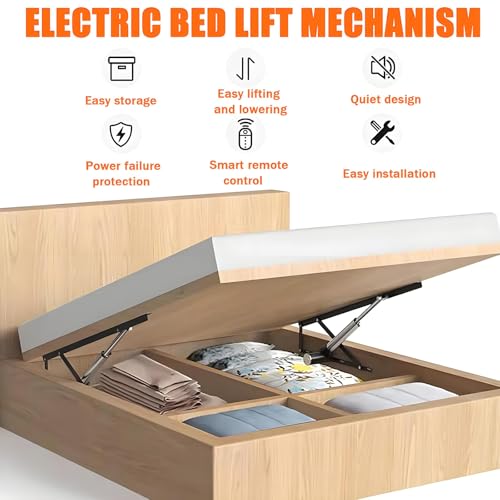 Meccanismo di sollevamento elettrico per letto, con telecomando, sistema a molla a gas, capacità di carico 600 kg, per riporre oggetti, letto, divano, salvaspazio, progetti fai da te