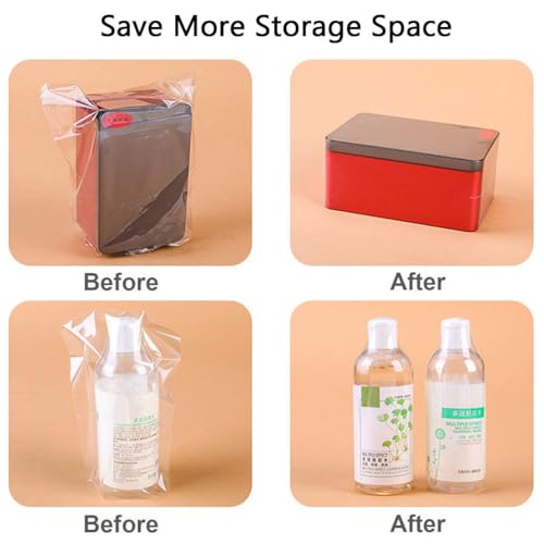 Healeved 200 Stück Schrumpfbeutel 10x20cm, Transparente Schrumpffolie Einschweißfolie für Seifen Kerzen Kosmetik, Reißfeste Klarsichtbeutel Verpackungsmaterial