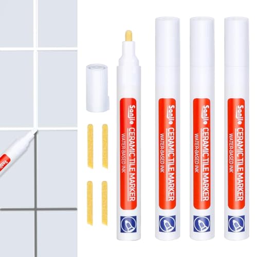 Zuroki Lechada para Azulejos Baño Lápiz para Juntas, Barra de Pared, Mortero, Lápiz de Restauración, con Punta de Repuesto para Restauración de Lechada, para Pared, Suelo, Baño y Cocina (Blanco x 4)
