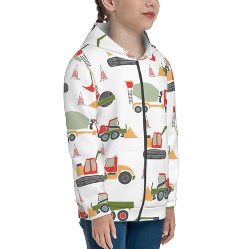 Excavator Kids Pullover Hoodies Boys Zip Up Sweatshirts Girls Athletic Clothes with Pocket4