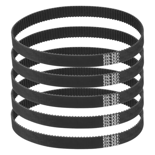 sourcing map 250mm GT-2 Timing Belt 9mm Width 2mm Pitch Black 5pcs