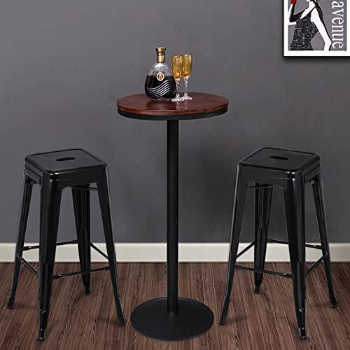Yaheetech 30'' Metal Bar Stools Set Of 4 High Backless Barstool Stackable Bar/Counter Height Bar Stools Metal Bar Chairs, Black #TOP1
