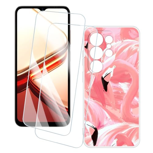 OAGELIM 2�Z�b�g �X�N���[���v���e�N�^�[ + �P�[�X Doogee Note 56X Pro 4G (6.56 �C���`) �Ƃ̌݊������� �A�[�e�B�X�e�B�b�N�J�X�^���v�����g�J�o�[�Ƌ����K���X�t�B���� �X�N���b�`�h�~ (�t���~���S)