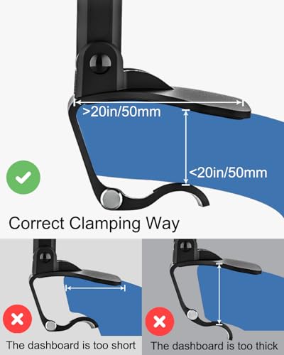 Phichy Dashboard Phone Holder - Cell Phone Mount Car Dashboard Clip for Rear View Mirror, Sun Visor, 360 Degree Rotation Car Dash Clamp, Compatible with iPhone 15 14 13 12 11 Pro Max All Smartphone - Thumbnail 6